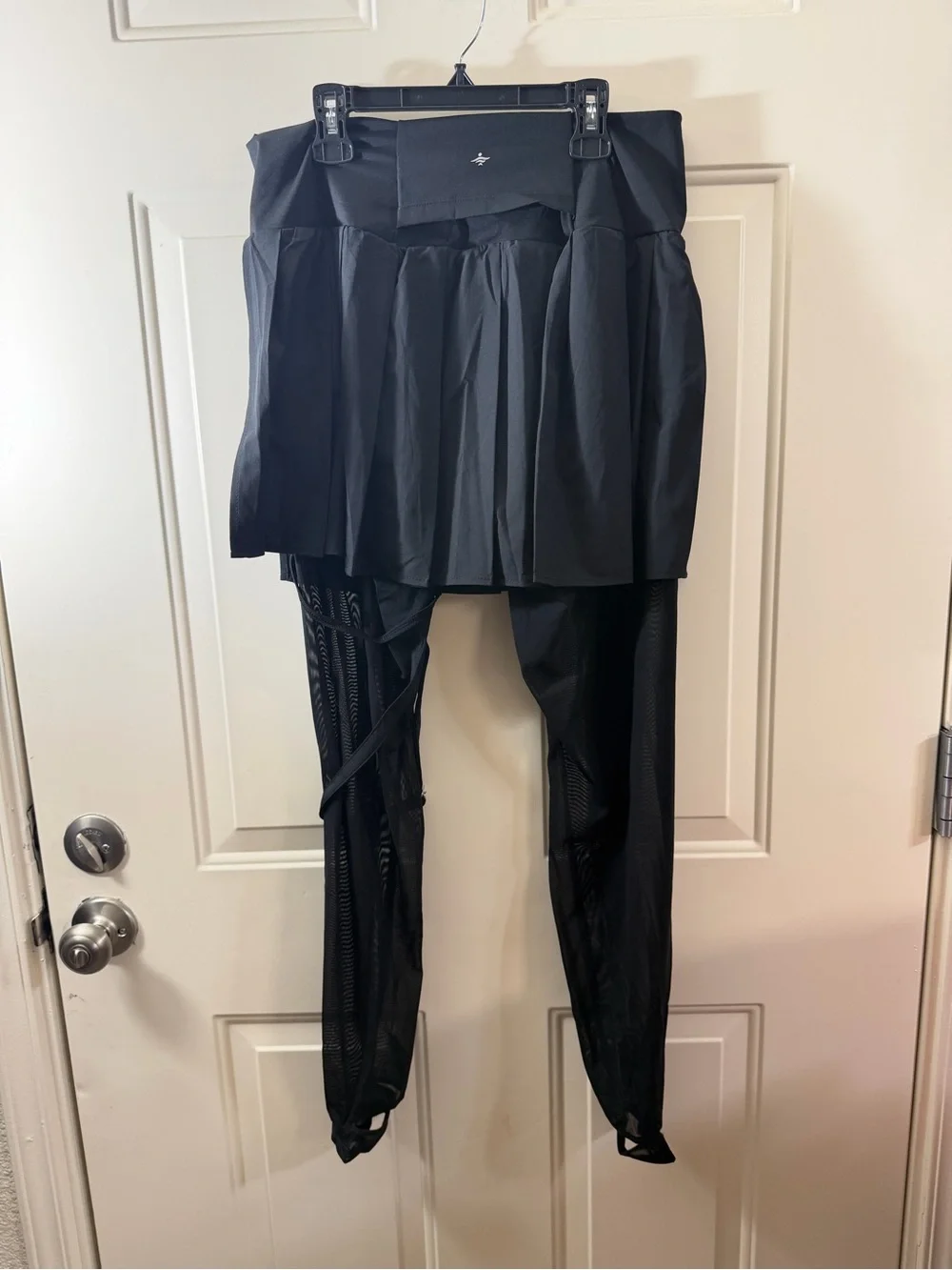 New Halara 2 In 1 Mesh Garter Skirt Leggings XL Tall Black Activewear 0051